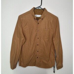 Dickies Construct Long Sleeve Button Up Work Workwear Uniform Shirt Tan -Size S